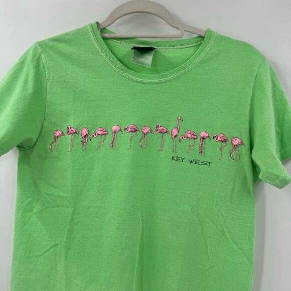 Bright Green Flamingo Key West y2k T shirt - Picture 2 of 5
